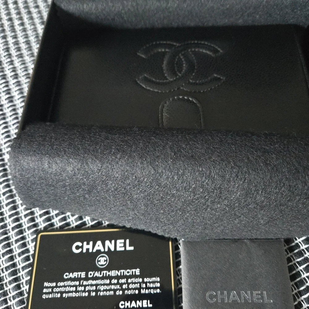 Chane CC Logol Black Leather Wallet